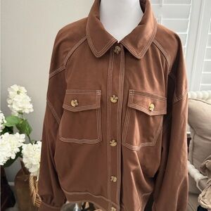 Shyanne Brown Women's Jacket with Button Details